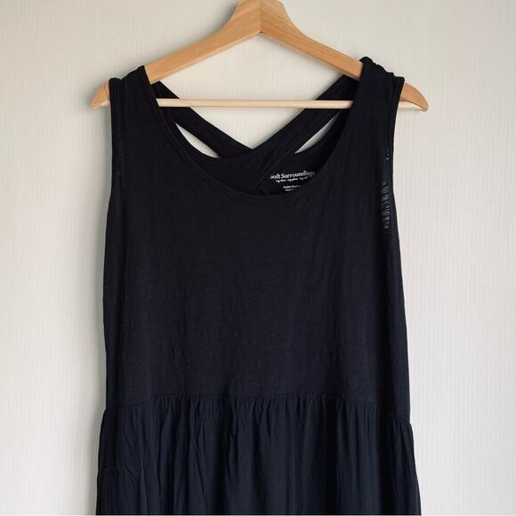 Soft Surroundings Rosemary high-low cross cross back dress sz petite med black - Picture 3 of 8